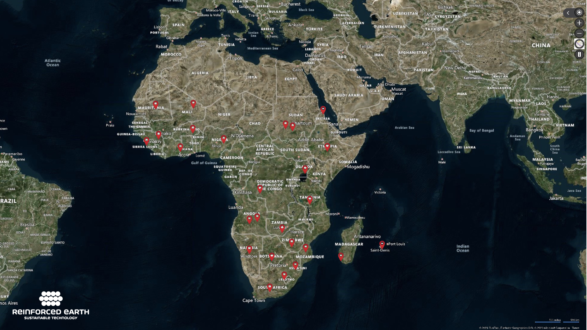Reinforced Earth® South Africa Foot print